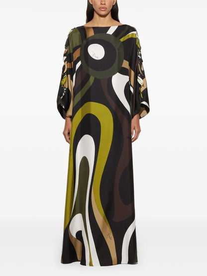 Marmo-Print Silk Dress