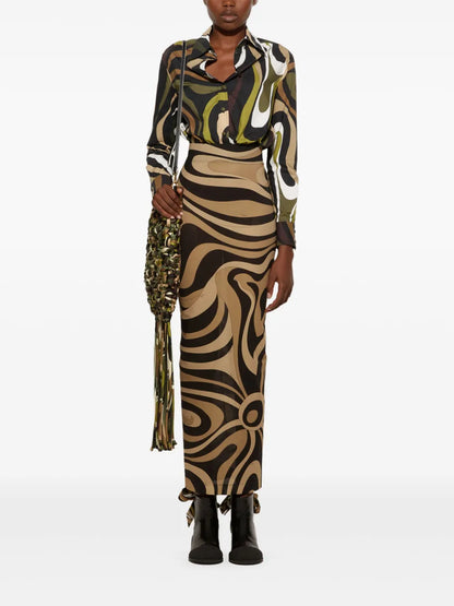 Marmo-Print Maxi Skirt