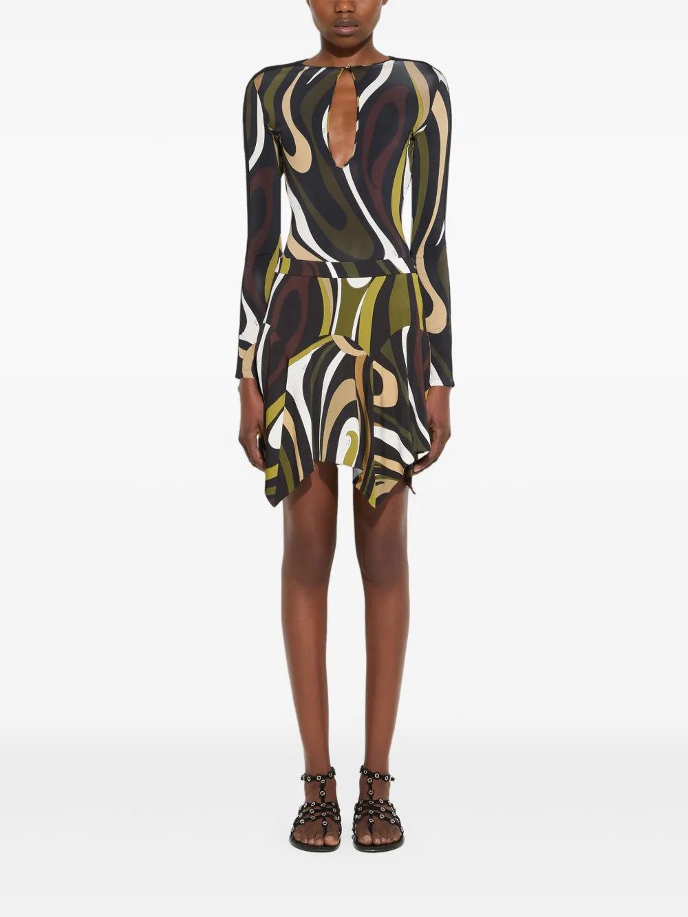 Marmo-Print Mini Skirt
