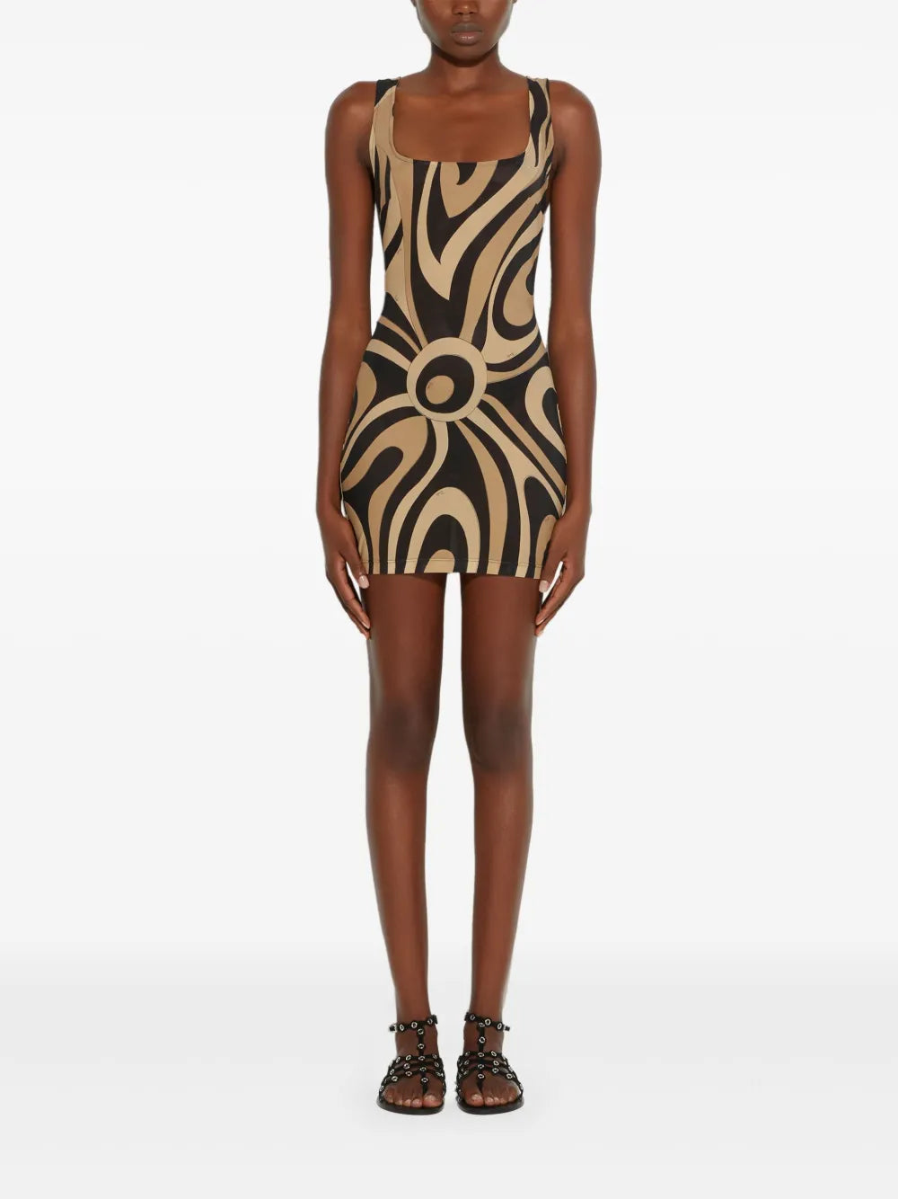 Marmo-Print Square-Neck Mini Dress