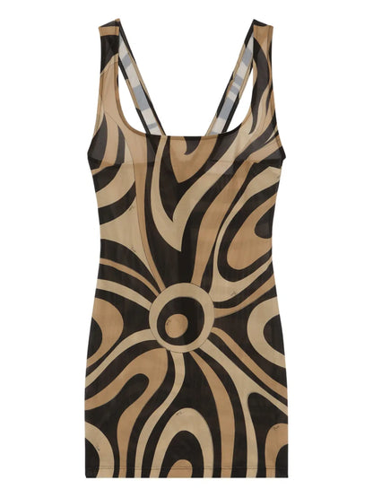 Marmo-Print Square-Neck Mini Dress