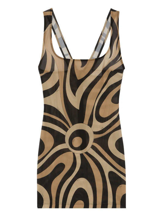 Marmo-Print Square-Neck Mini Dress