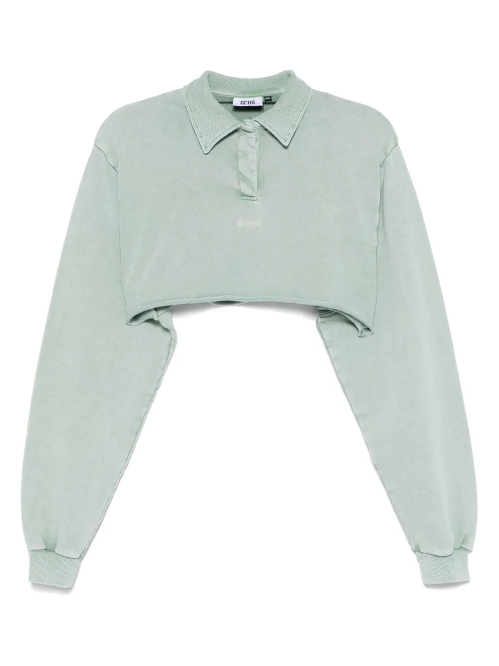 Washed-Effect Cropped Polo Shirt
