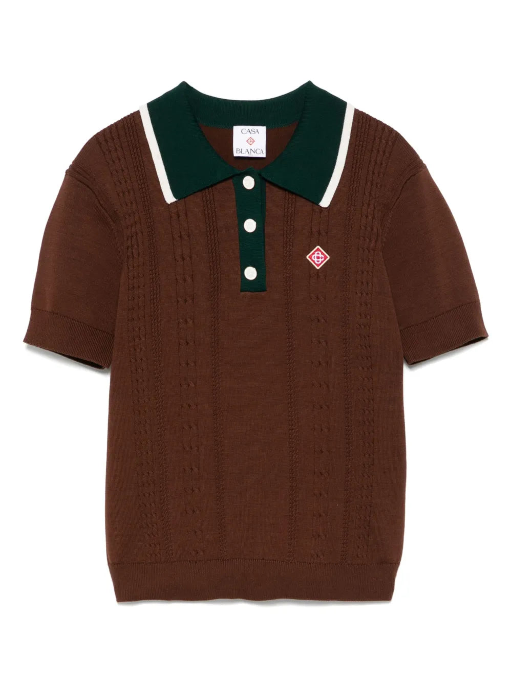 Cable-Knit Polo Top