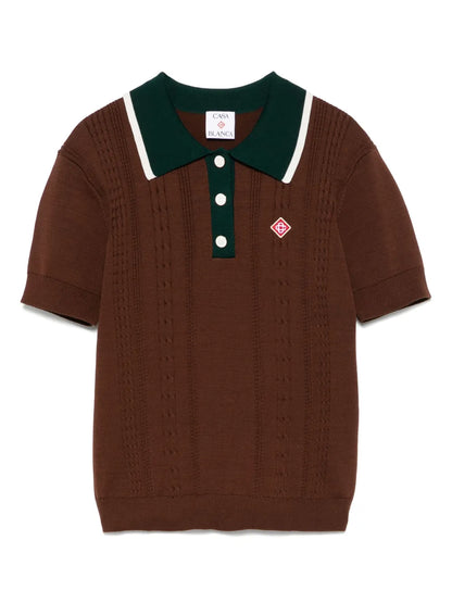 Cable-Knit Polo Top