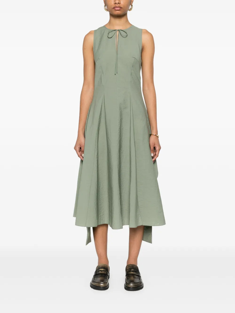 Crinkle-Finish Midi Dress