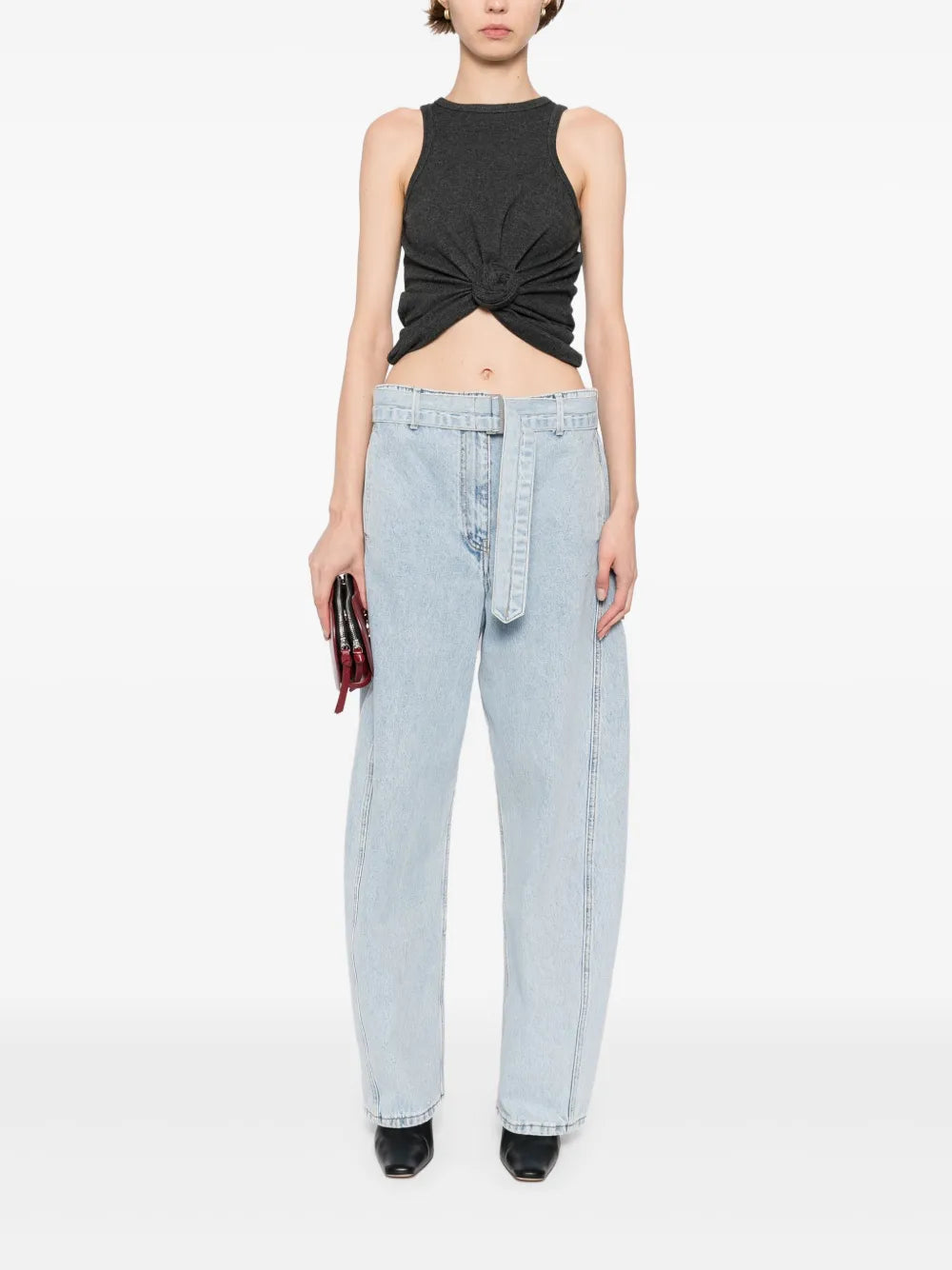 Belted Straight-Leg Jeans
