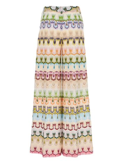 Embroidered Palazzo Trousers