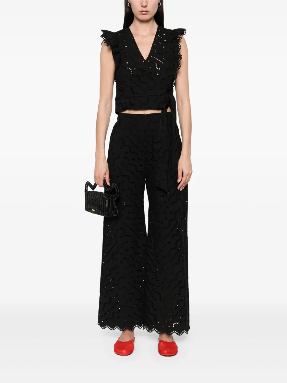 Broderie-Anglaise Trousers Set (Set Of Two)