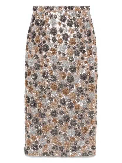Sequin-Embellished Midi Skirt
