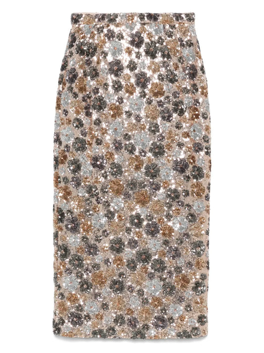 Sequin-Embellished Midi Skirt
