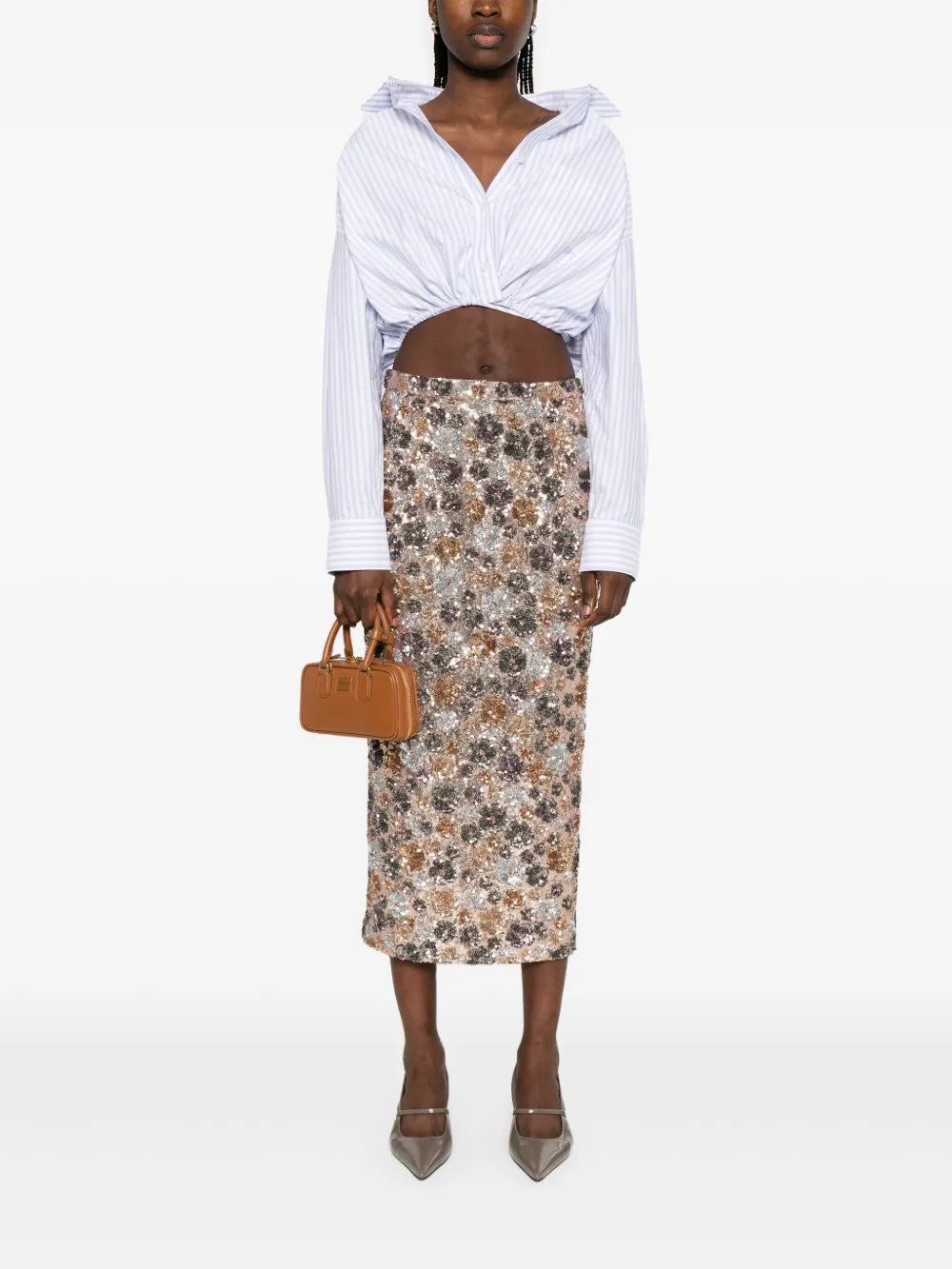 Sequin-Embellished Midi Skirt