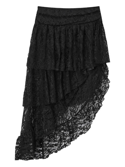 Asymmetrical Lace Mini Skirt
