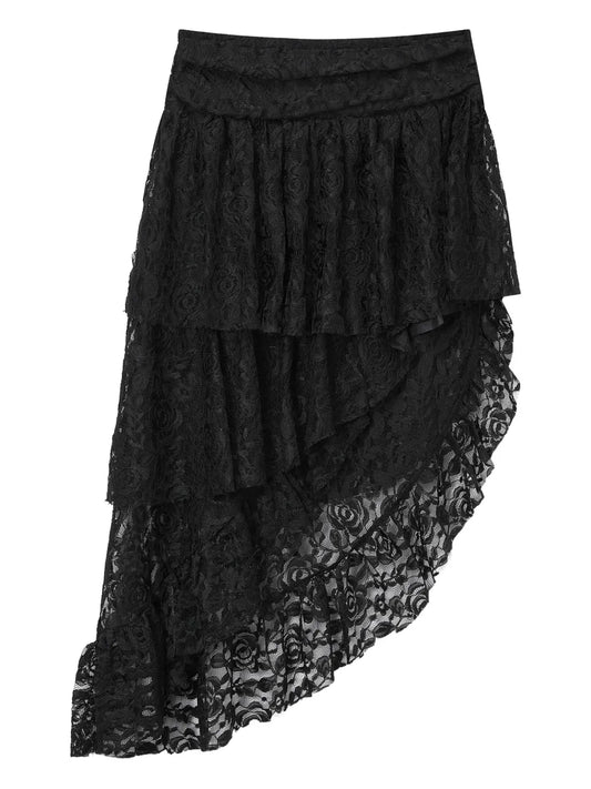 Asymmetrical Lace Mini Skirt