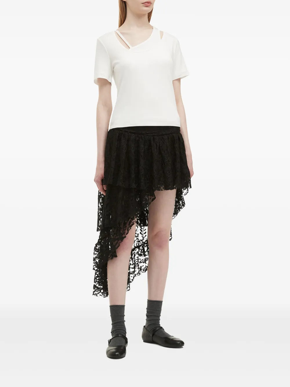 Asymmetrical Lace Mini Skirt