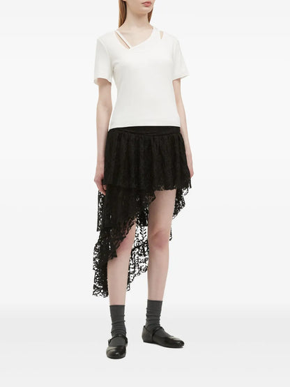 Asymmetrical Lace Mini Skirt