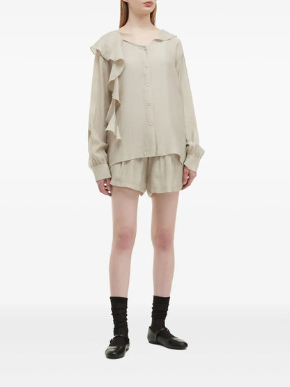 Ruffle-Detail Blouse And Shorts Set