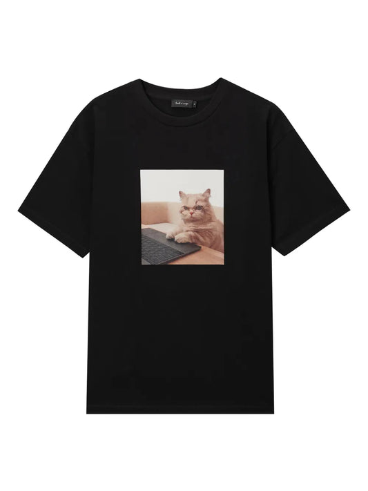 Graphic Cat-Print T-Shirt