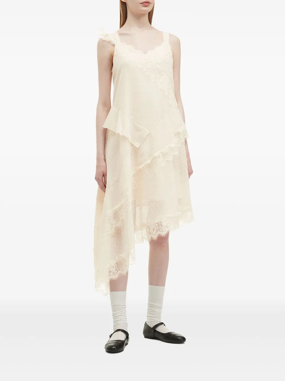 Asymmetric Lace-Trimmed Dress