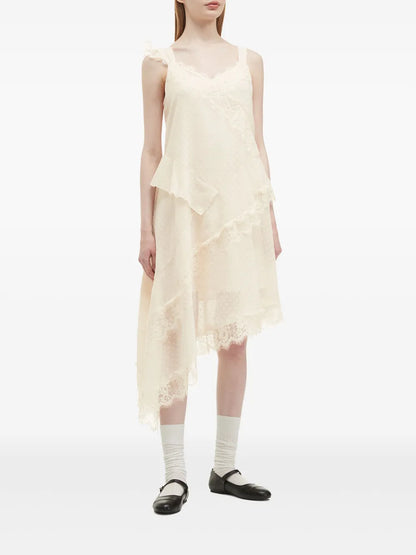 Asymmetric Lace-Trimmed Dress