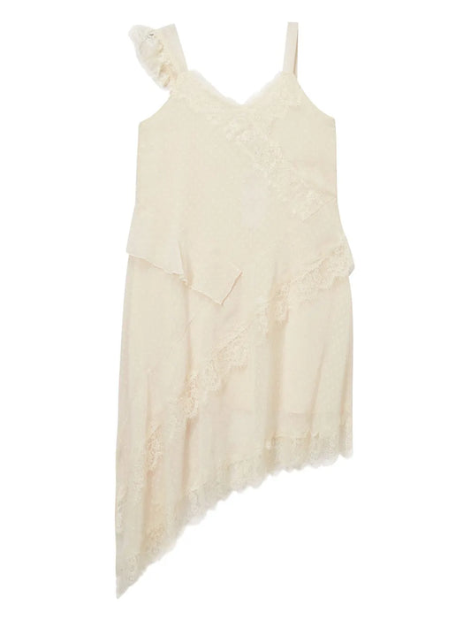 Asymmetric Lace-Trimmed Dress