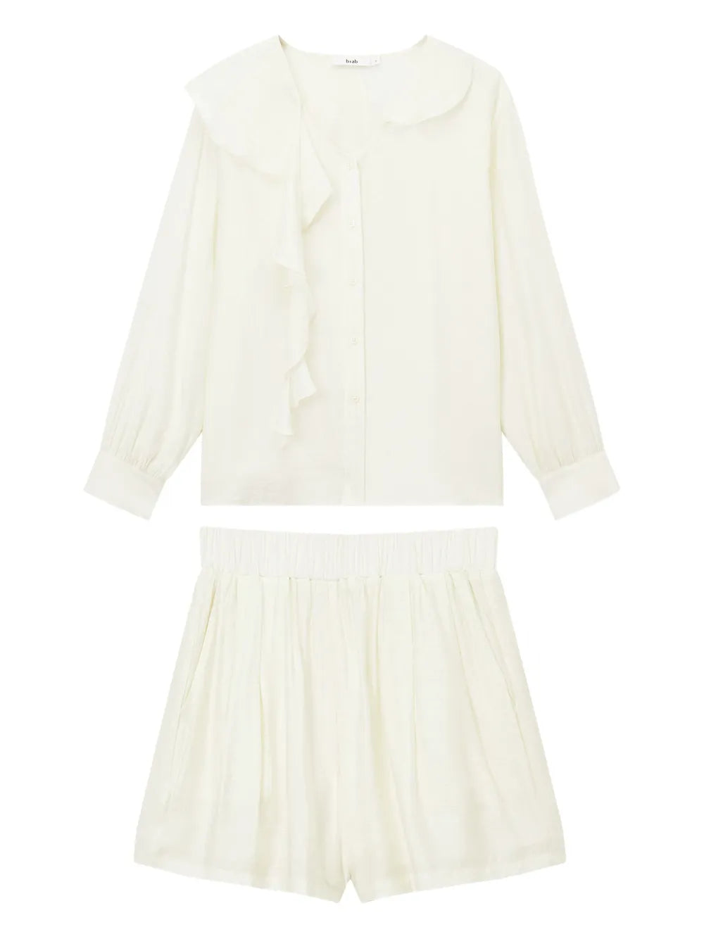 Ruffle-Detail Blouse And Shorts Set