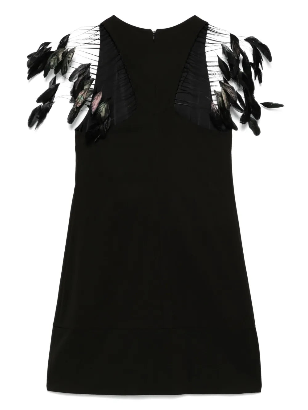 Feather-Embellished Mini Dress