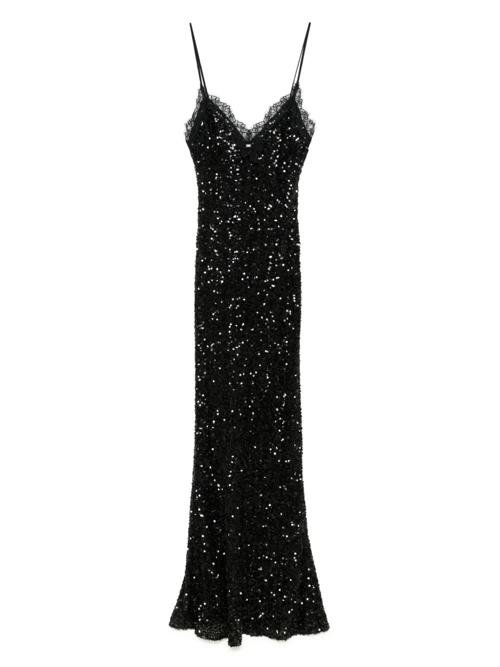 Lace-Trim Sequinned Maxi Dress