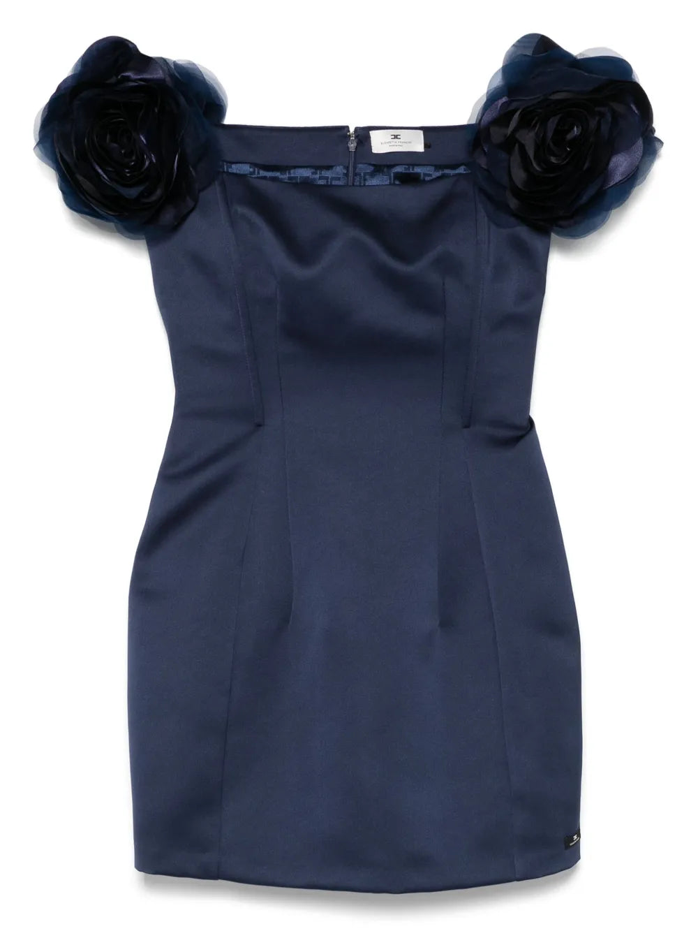 Floral-Appliqué Duchess Satin Mini Dress