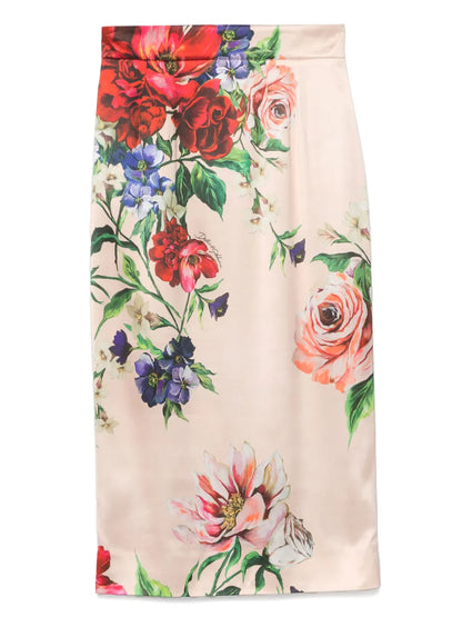 Floral-Print Midi Skirt
