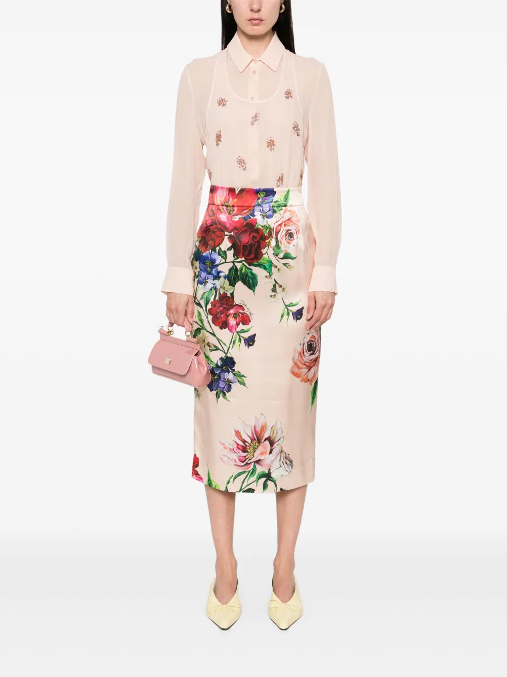 Floral-Print Midi Skirt