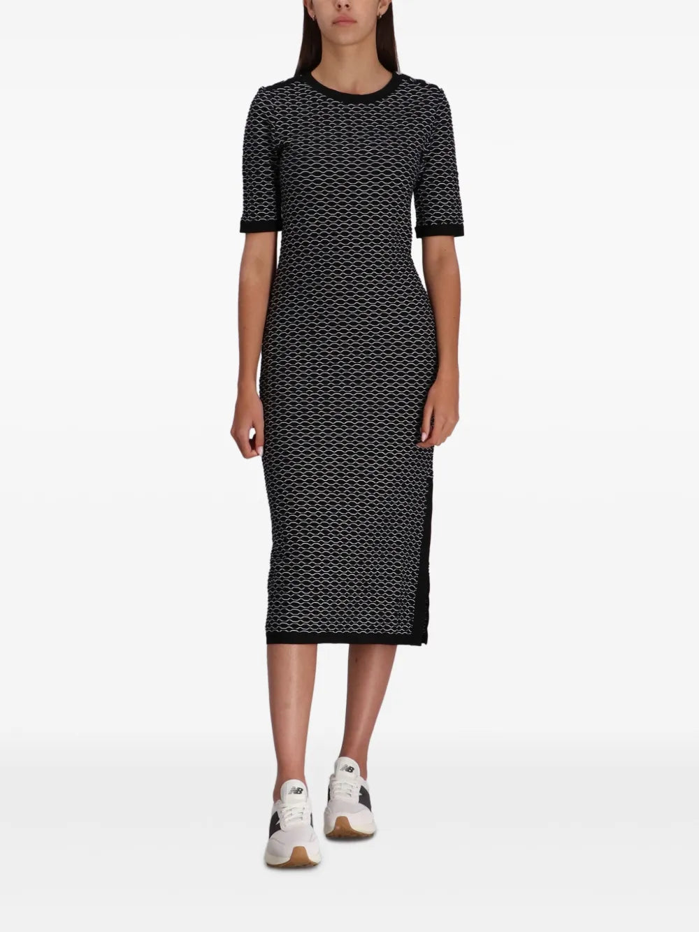 Geometric-Print Midi Dress
