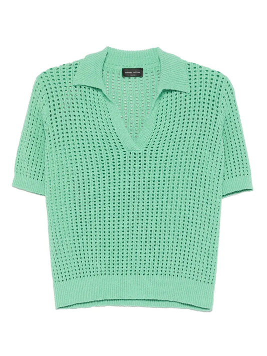 Open-Knit Polo T-Shirt