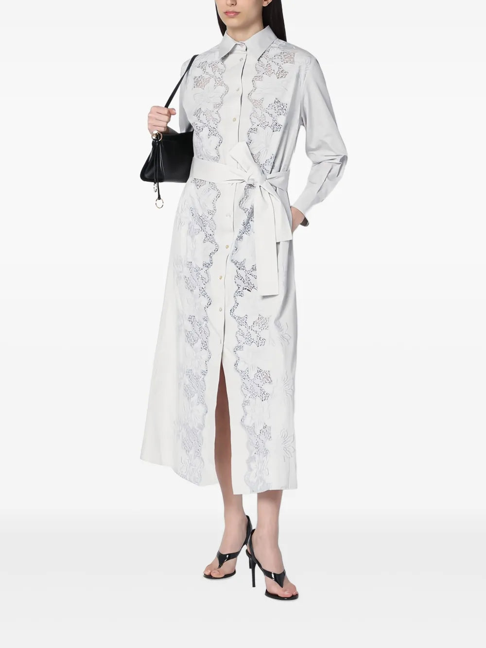 Lace-Panelling Midi Dress
