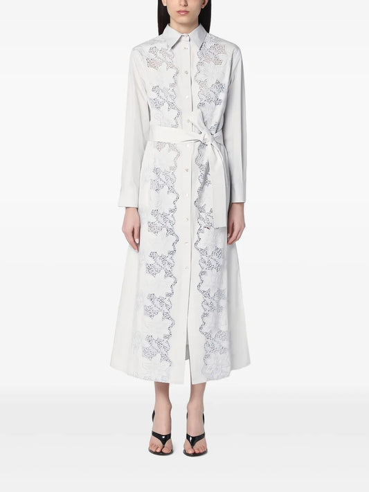 Lace-Panelling Midi Dress