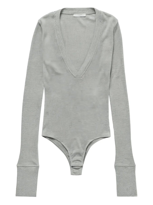 V-Neck Waffle-Knit Bodysuit