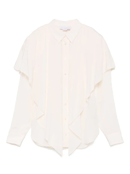 Layered-Panel Semi-Sheer Shirt