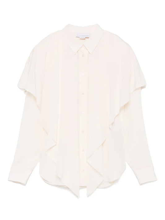 Layered-Panel Semi-Sheer Shirt