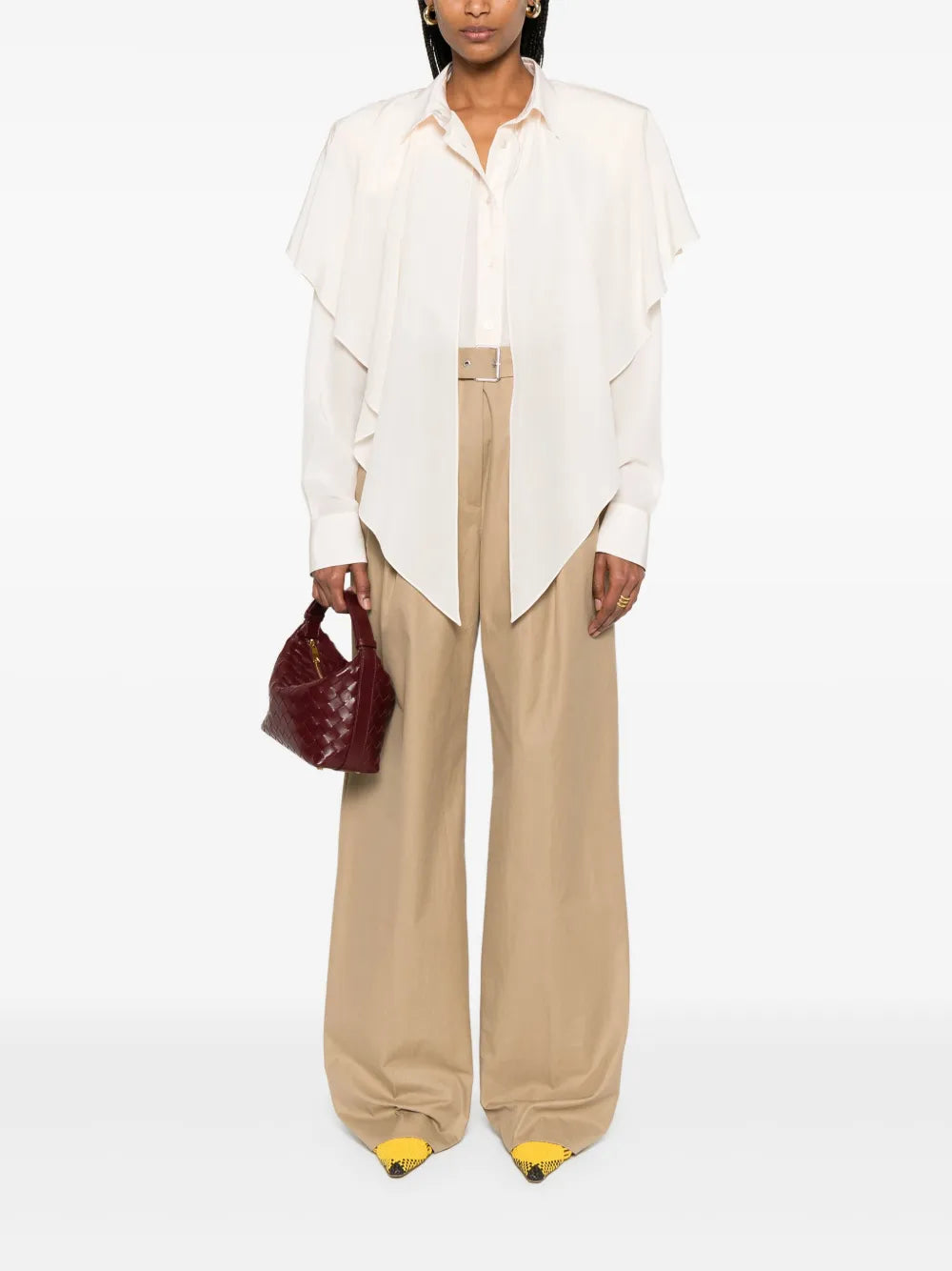 Layered-Panel Semi-Sheer Shirt