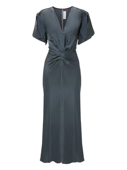 Twisted-Detail Midi Dress