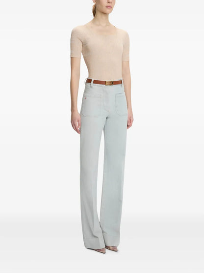 Square-Neck Ribbed Top