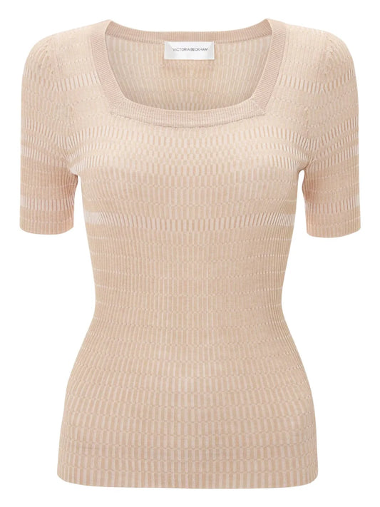Square-Neck Ribbed Top