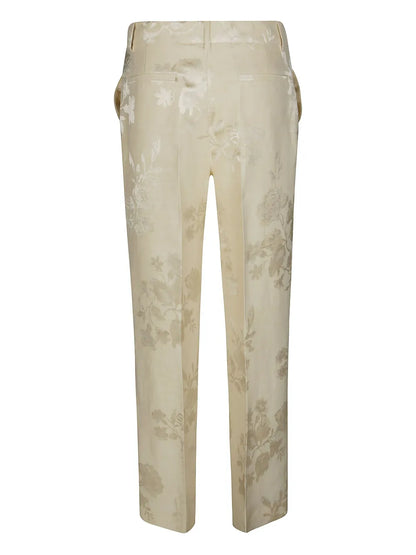 Floral-Motif Straight Trousers