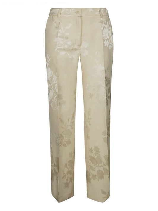 Floral-Motif Straight Trousers