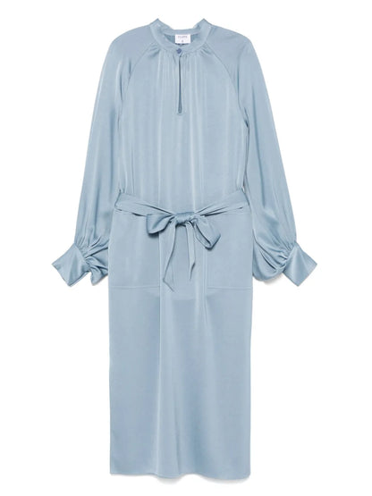 Belted Long-Sleeve Midi Dress