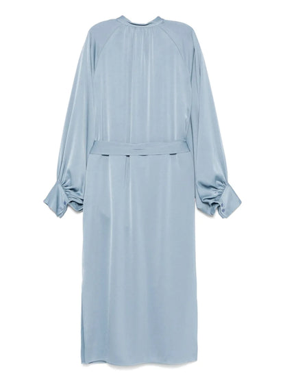 Belted Long-Sleeve Midi Dress