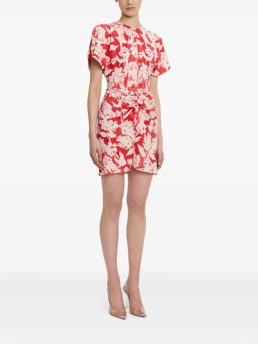 Floral-Print Gathered Mini Dress