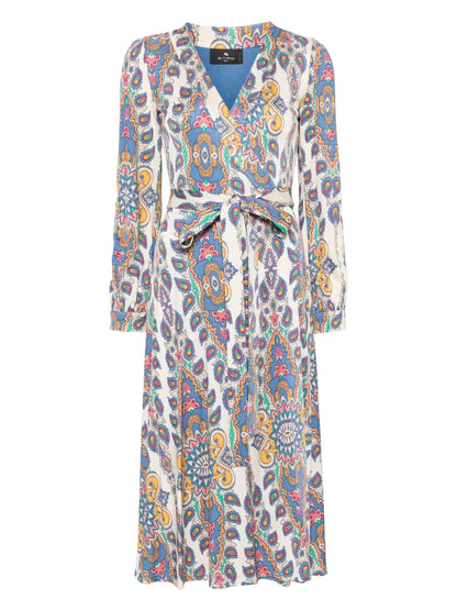 Paisley-Print Midi Dress