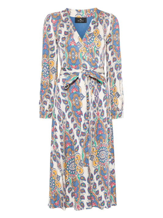 Paisley-Print Midi Dress