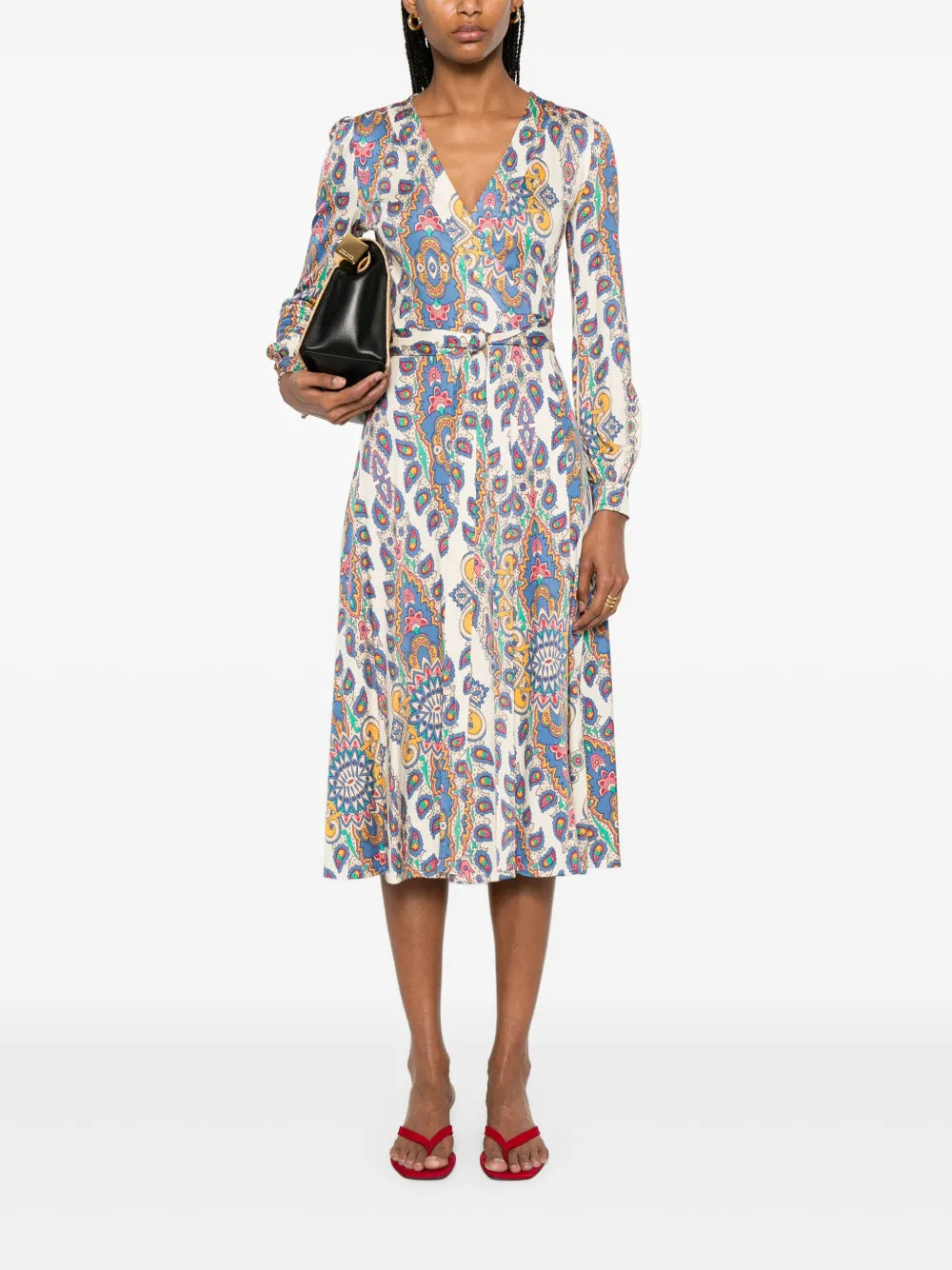 Paisley-Print Midi Dress